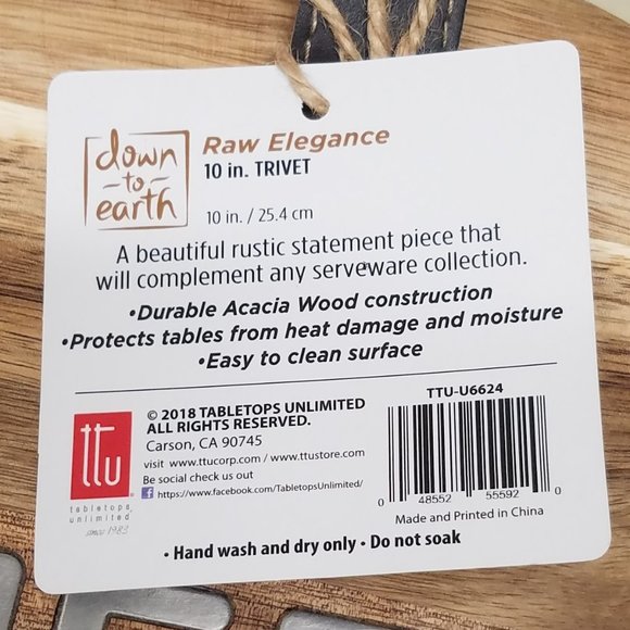 Wooden Acacia 10" Charcuterie Board / Trivet Serveware - Picture 5 of 9